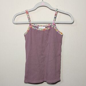 Vivie and Ash Floral Trim Tank Top Purple Ribbed Summer Comfy Girls Size 6/7